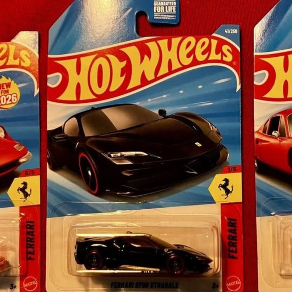 Hot Wheels Ferrari Dino 206 GT SF90 Stradale Diecast Car Lot 3 1:64 New For 2026